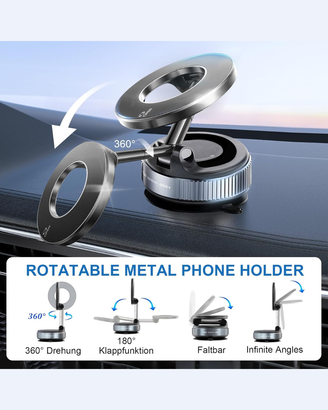 Magnetic Car Phone Holder - 360° Rotation