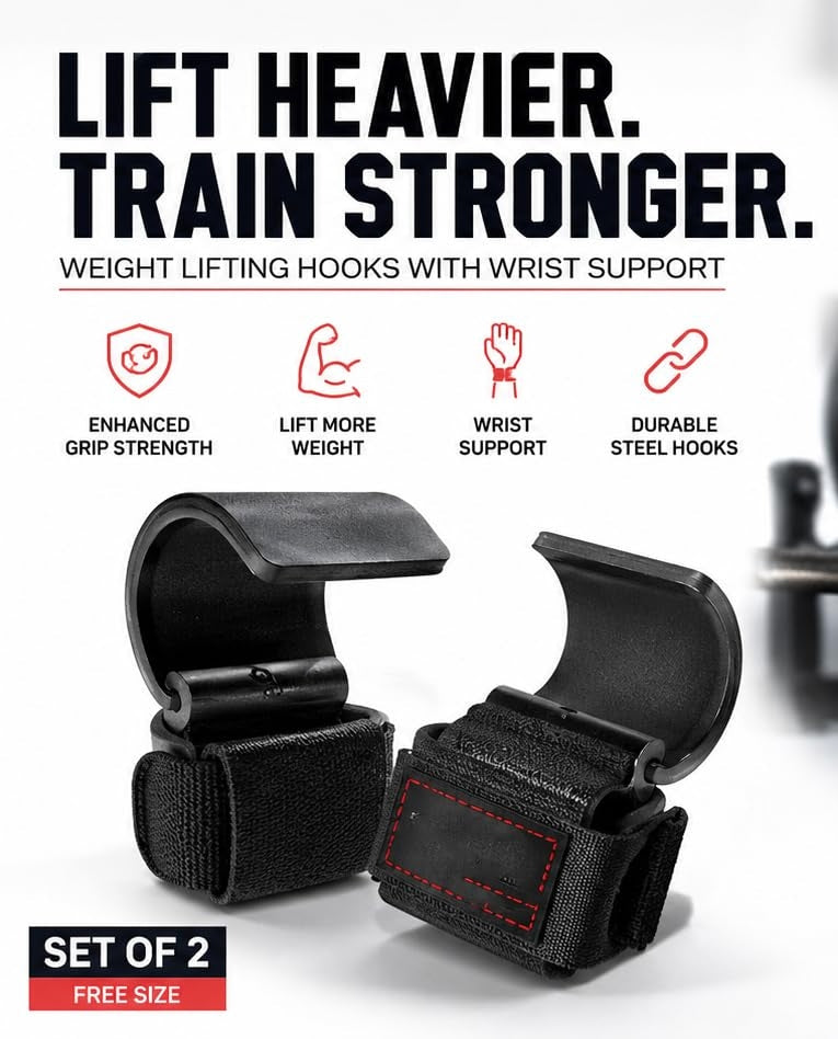 Steel Hook Weightlifting Grip Straps