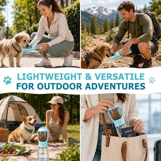 Dog Walking Bottle with Treat and Bag Holder