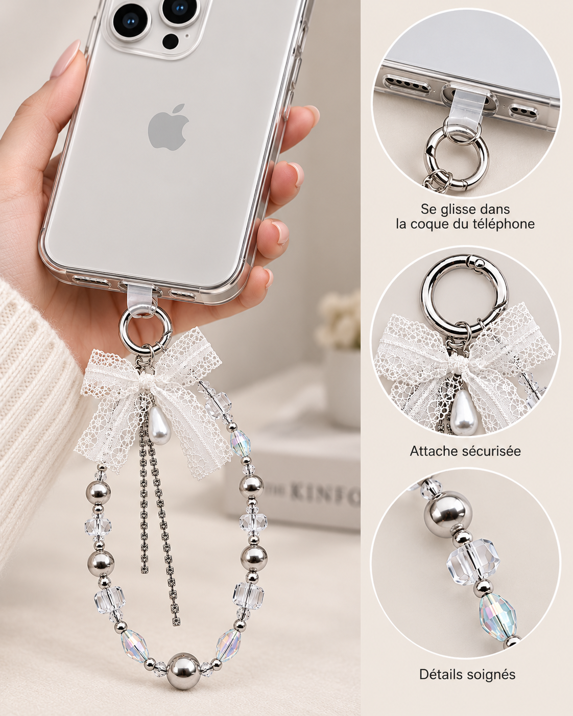 White Butterfly Phone Strap