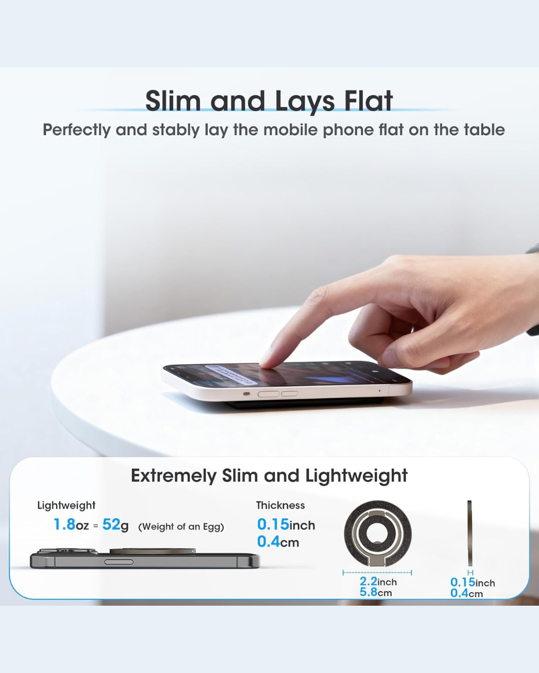 Magnetic Phone Ring Grip - Compatible Kickstand & Secure Hold