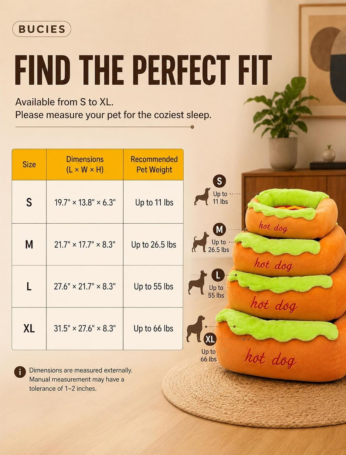 Hot Dog Shaped Pet Bed