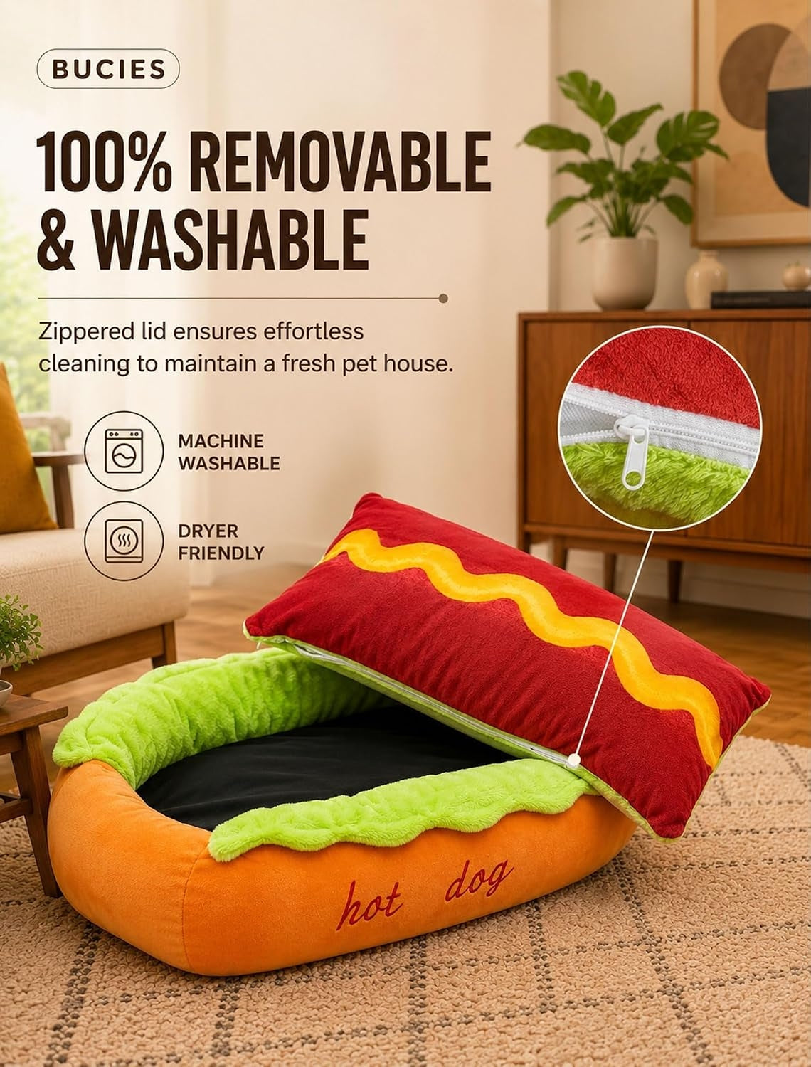 Hot Dog Shaped Pet Bed