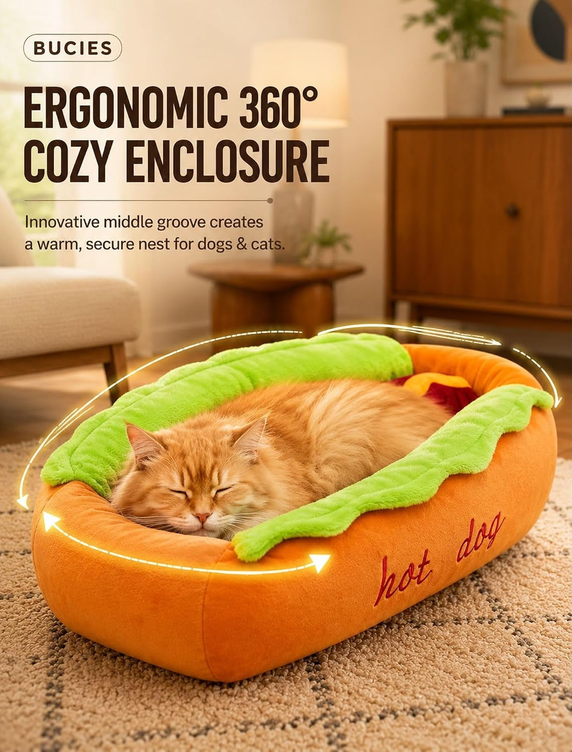 Hot Dog Shaped Pet Bed
